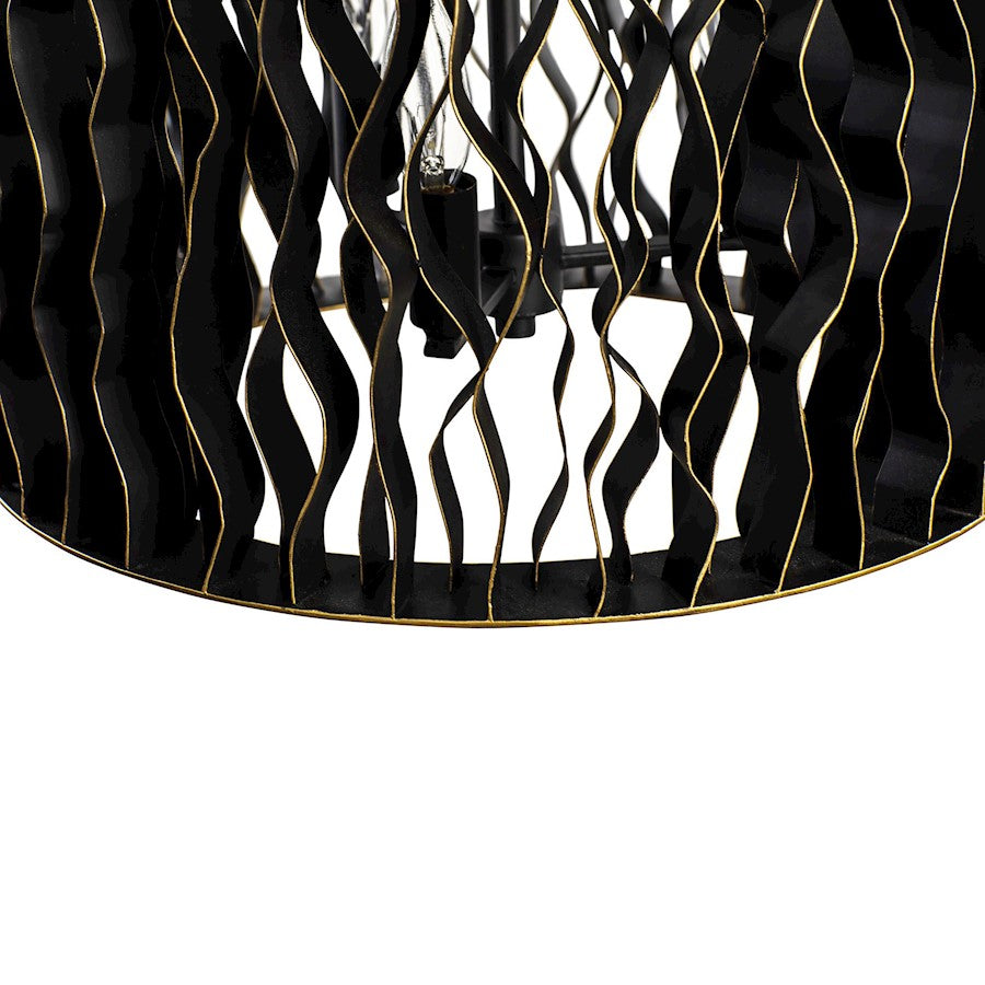 6 Light Foyer Pendant, Matte Black