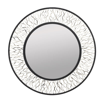 Varaluz Estela 30 in Round Wall Mirror, Matte Black/French Gold - 380MI30AMBFG