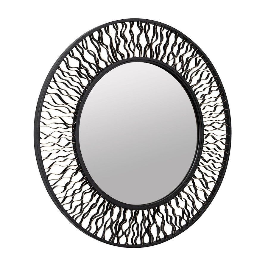 Varaluz Estela Wall Mirror, Matte Black/French Gold