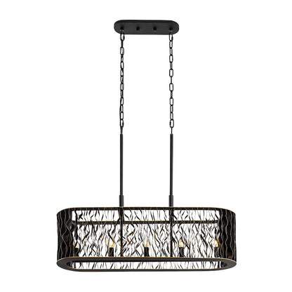 5 Light Linear Pendant, Matte Black