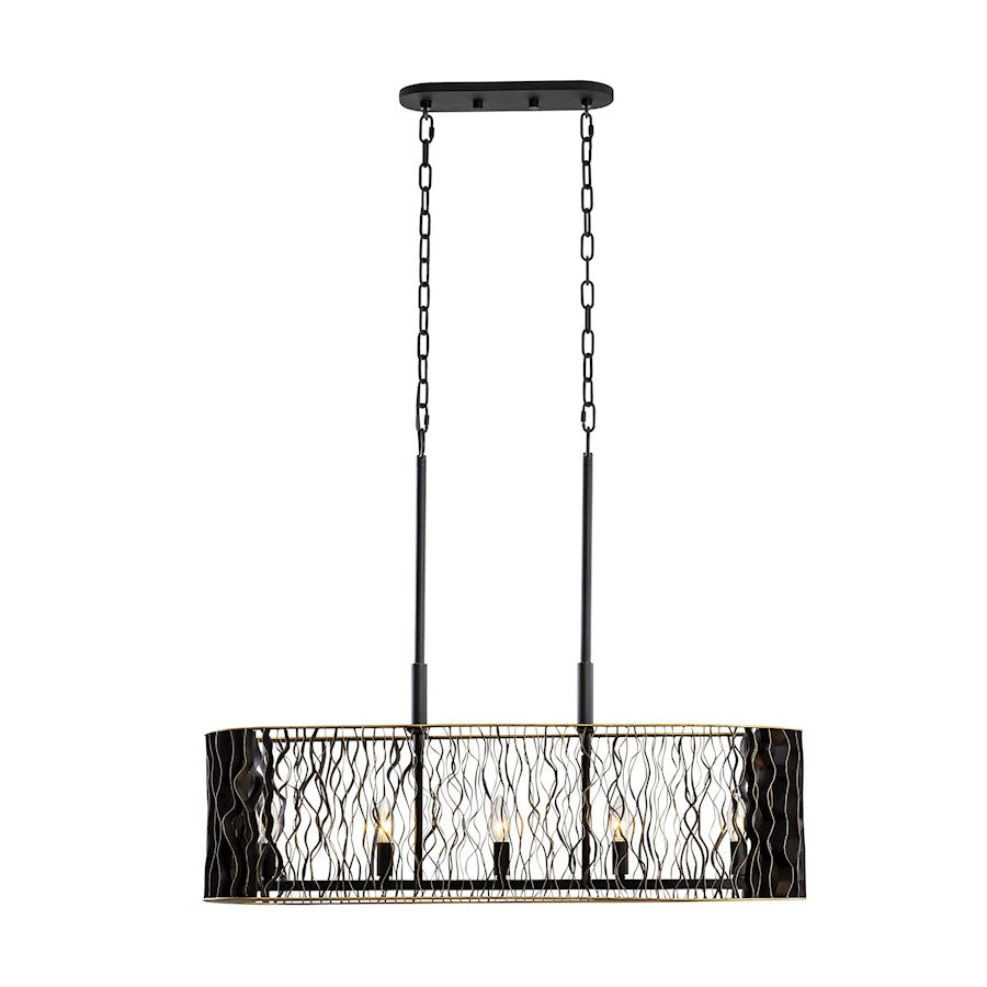 5 Light Linear Pendant, Matte Black