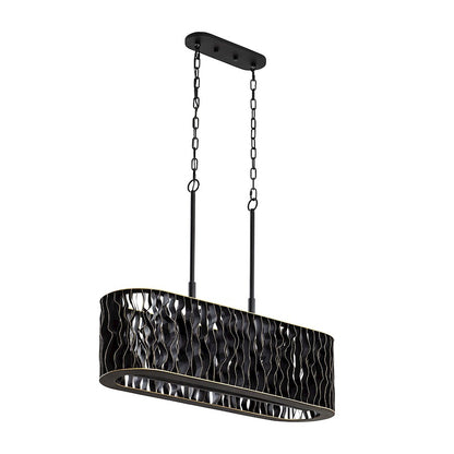 5 Light Linear Pendant, Matte Black