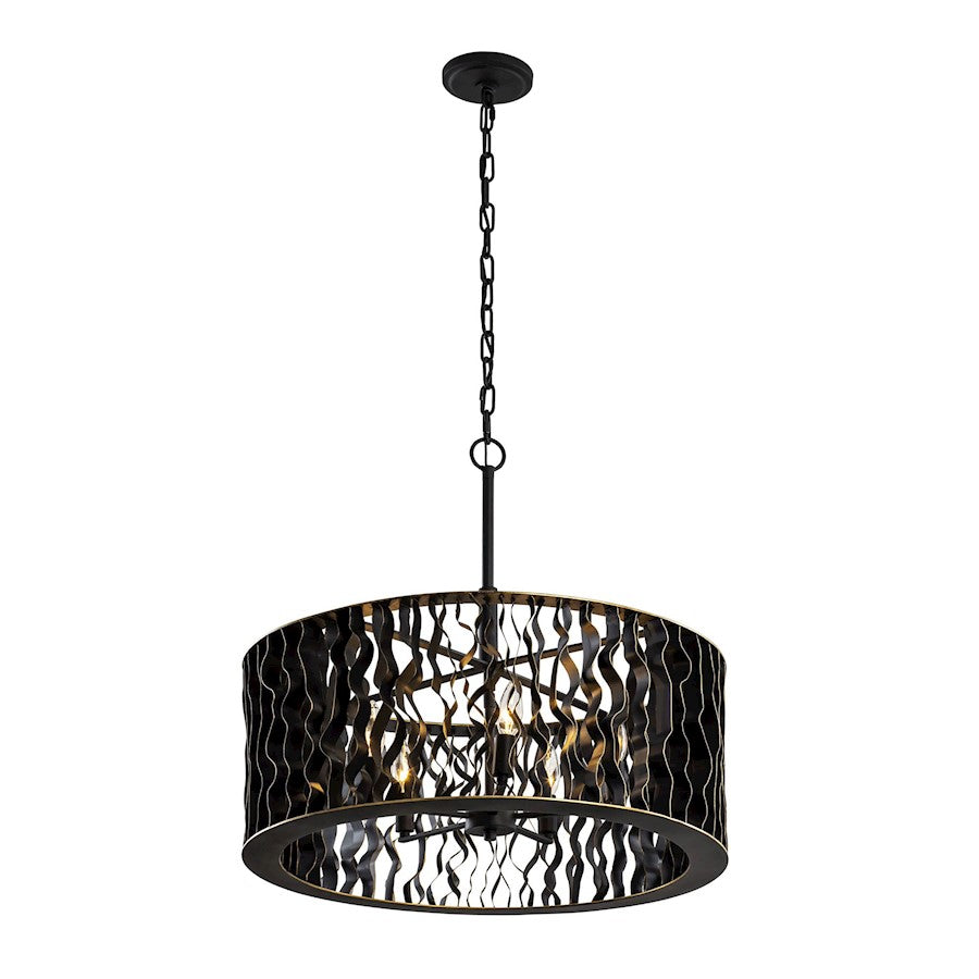 5 Light Linear Pendant, Matte Black