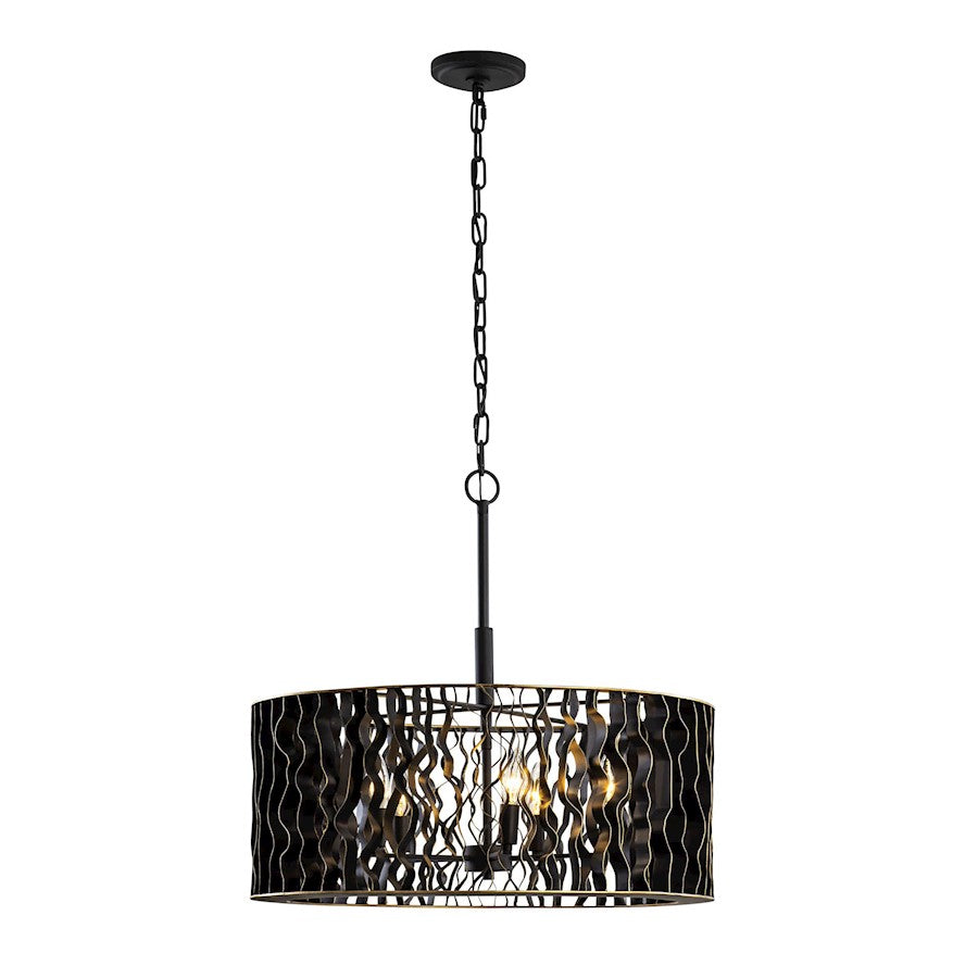 5 Light Linear Pendant, Matte Black