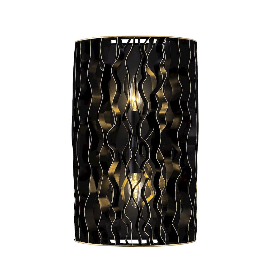 Varaluz Estela 2-Lt Sconce, Matte Black/French Gold - 380W02MBFG