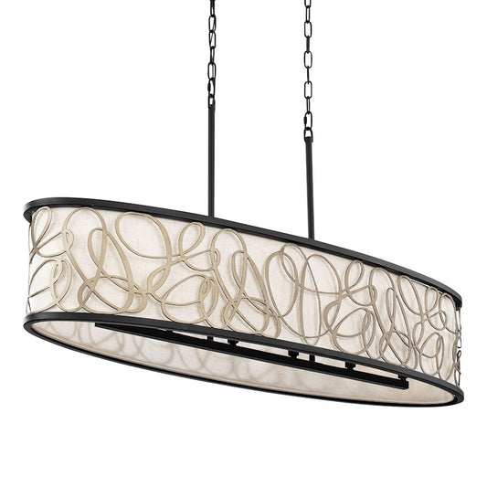 Varaluz Scribble 6-Lt Linear Pendant, Matte Black/Artifact/Taupe - 381N06MBAR