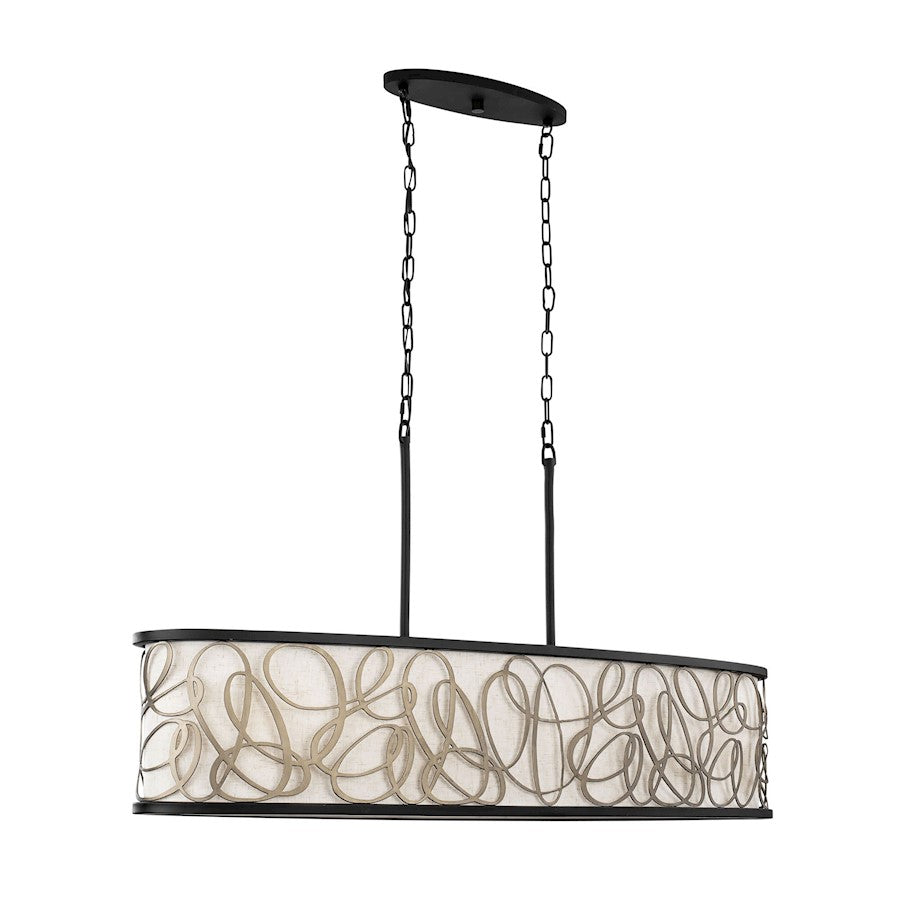 6 Light Linear Pendant, Matte Black