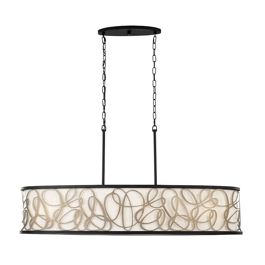 6 Light Linear Pendant, Matte Black