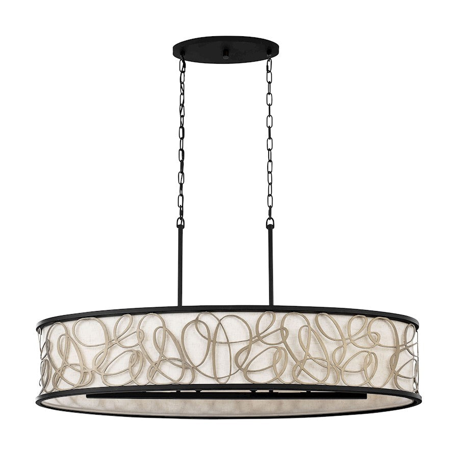 6 Light Linear Pendant, Matte Black