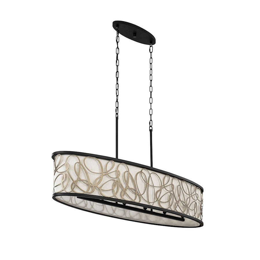 6 Light Linear Pendant, Matte Black