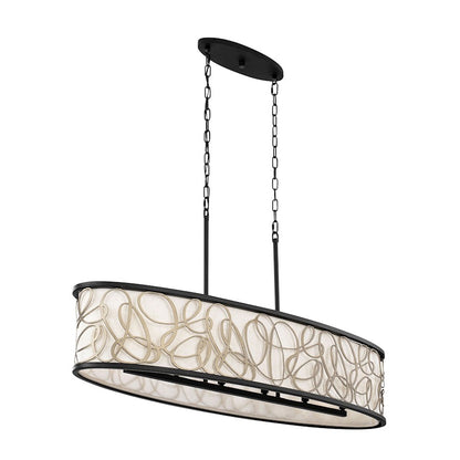 6 Light Linear Pendant, Matte Black