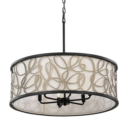 Varaluz Scribble 6-Lt Pendant, Matte Black/Artifact/Taupe - 381P06MBAR