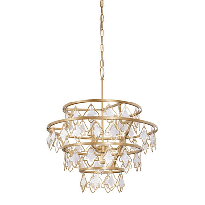 Varaluz Fleur 4 Light Chandelier, French Gold/White Capiz - 386C04FG