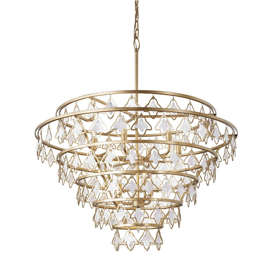 Varaluz Fleur 10 Light Chandelier, French Gold/White Capiz - 386C10FG