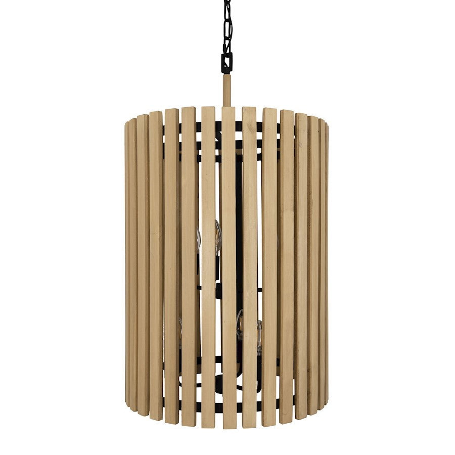 Varaluz Suratto 6 Light Foyer Pendant, Matte Black/Honey Blonde - 387F06MBH