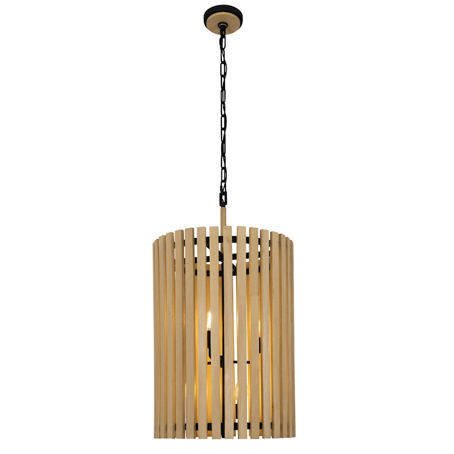 6 Light Foyer Pendant, Matte Black