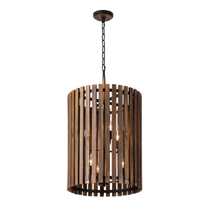 6 Light Foyer Pendant, Matte Black