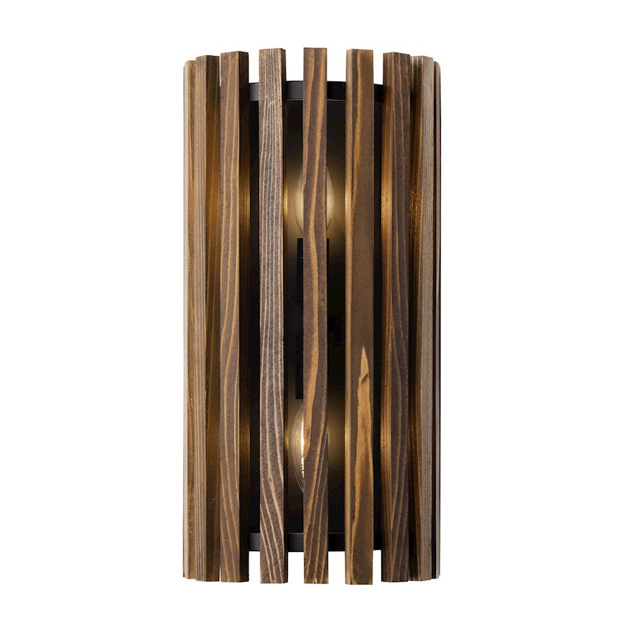 Varaluz Suratto 2 Light Sconce, Matte Black/Medium Walnut - 387W02MBW