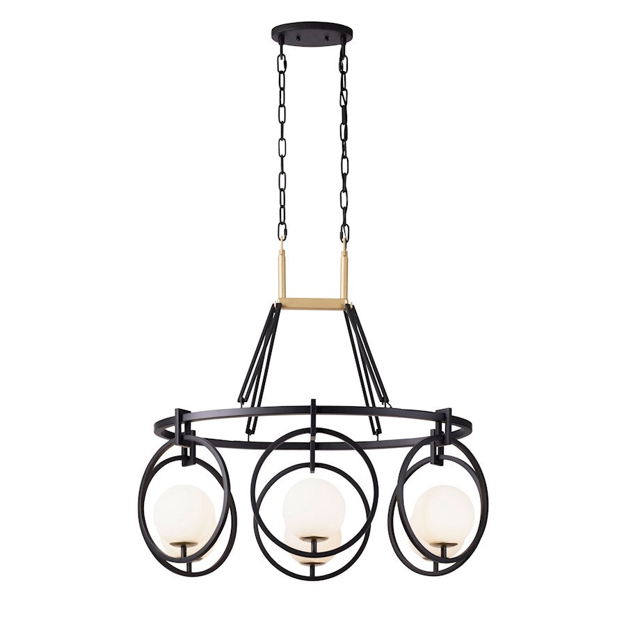 6 Light Linear Pendant, Black