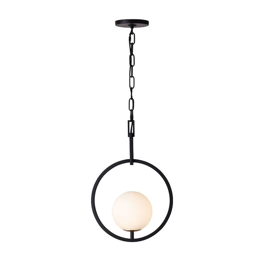 Varaluz Stopwatch 1 Light Pendant, Black/Gold/Frosted White - 388P01MBFG