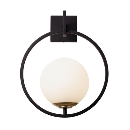 Varaluz Stopwatch 1 Light Medium Sconce, Black/Gold/Frosted White - 388W01MMBFG