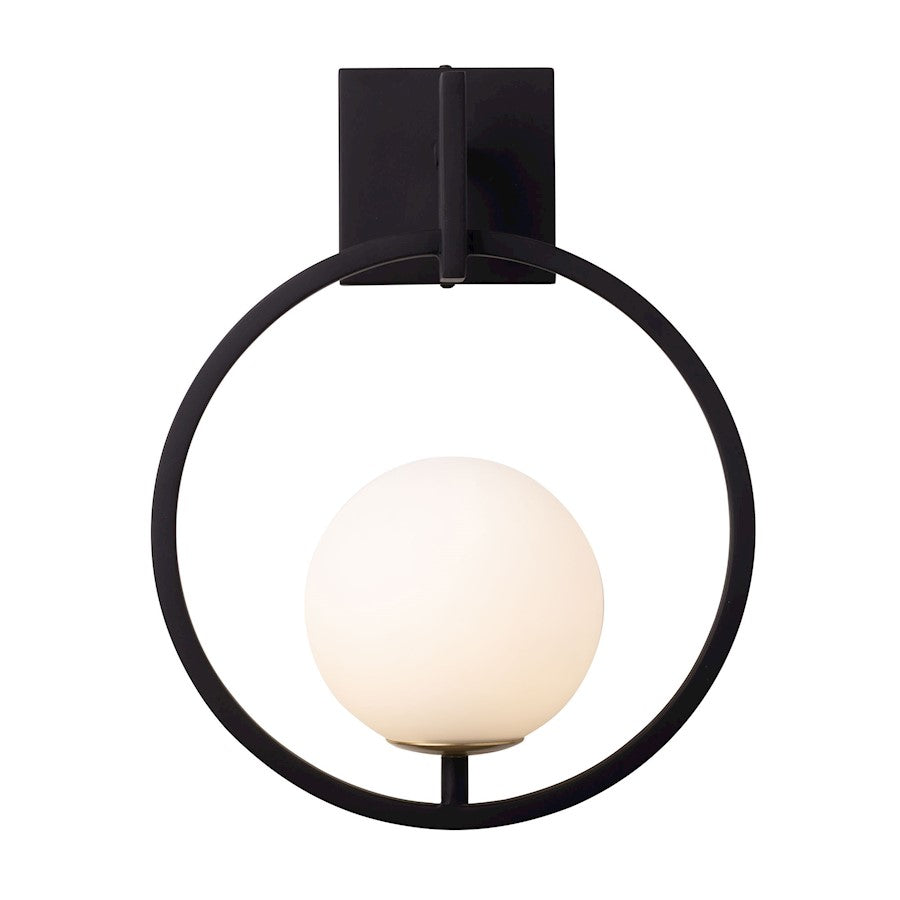 Varaluz Stopwatch 1 Light Small Sconce, Black/Gold/Frosted White - 388W01SMBFG