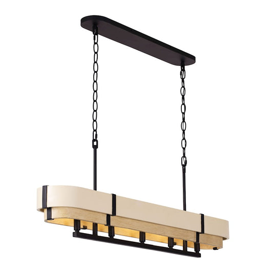 Varaluz Blonde Moment 5 Light Linear Pendant, Black/Honey/Oak - 389N05MBHN