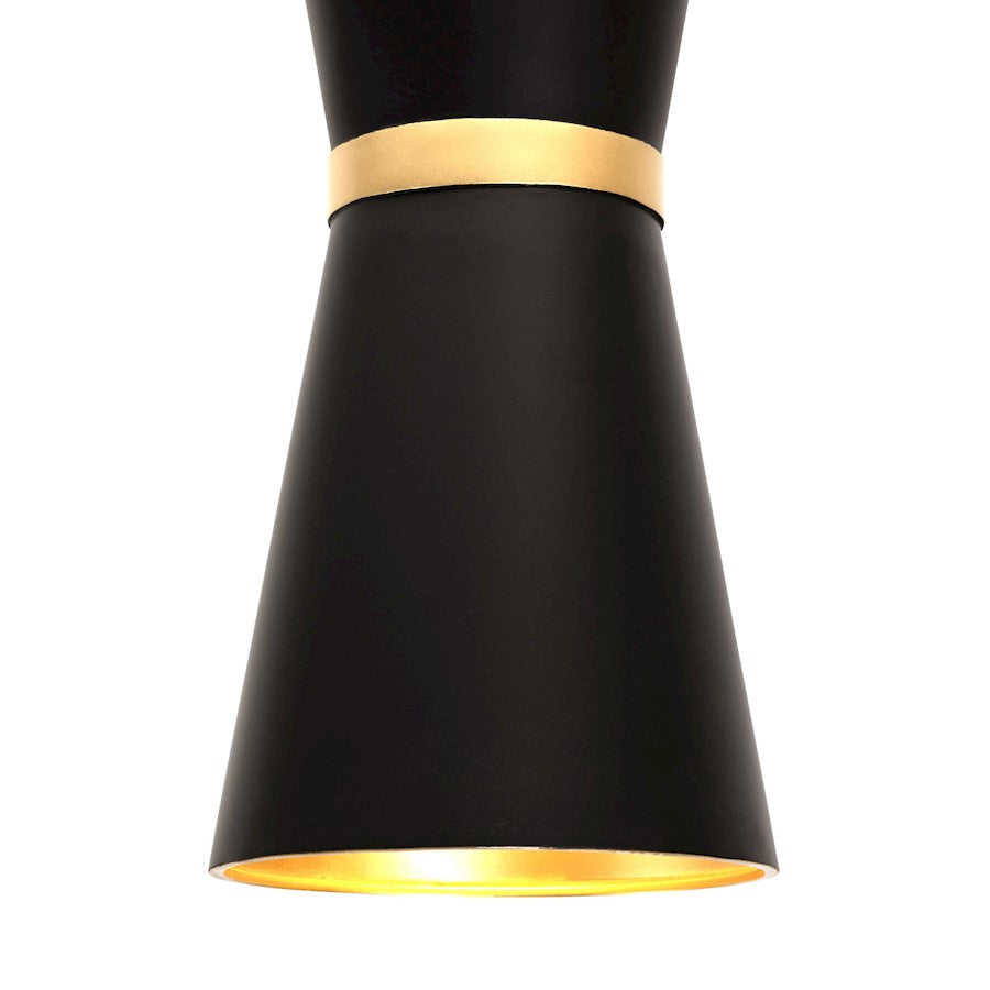 Pendant, Matte Black/French Gold