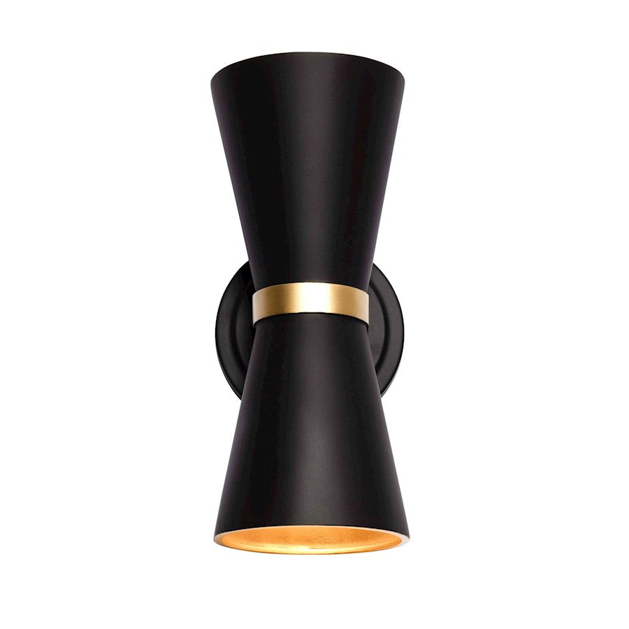 Varaluz Mad Hatter 2 Light Sconce, Matte Black/French Gold - 390W02MBFG