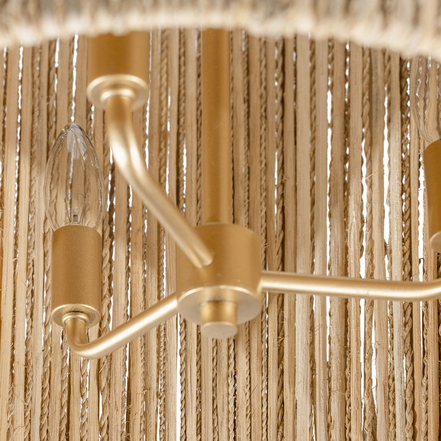 Varaluz Jacob'S Ladder 6 Light Foyer, Gold/Natural Rattan/Abaca Rope