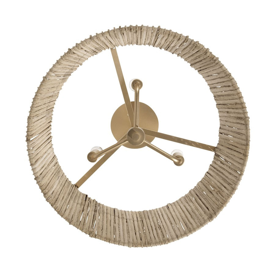 Varaluz Jacob'S Ladder 3 Light Semi Flush Mount, Gold/Rattan/Abaca Rope