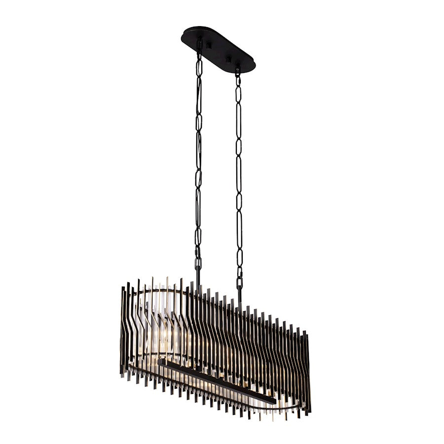 Varaluz Park Row 5 Lt Linear Pendant, Black/Gold/Modern Fluted - 393N05MBFG