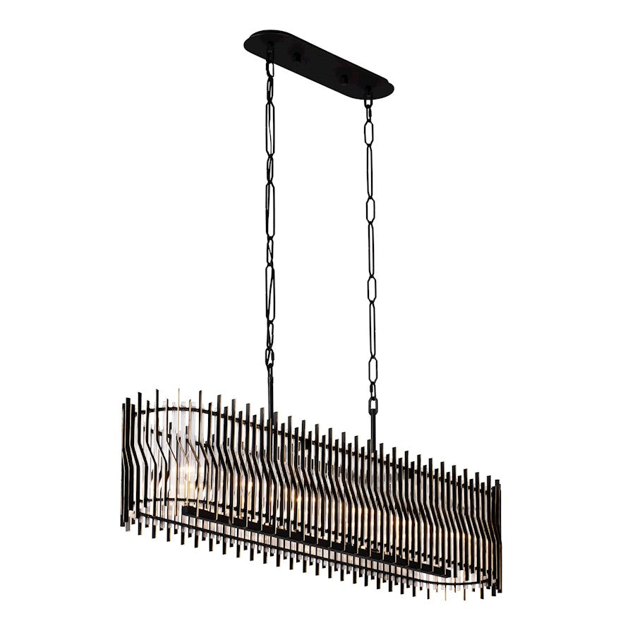 Varaluz Park Row 6 Lt Linear Pendant, Black/Gold/Modern Fluted - 393N06MBFG