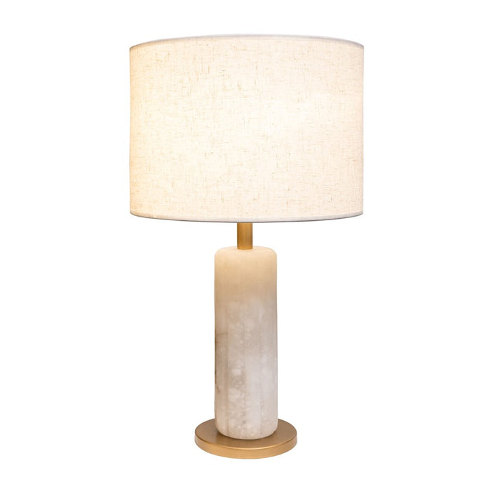 Varaluz Sentu 1 Light Table Lamp, French Gold/Alabaster/Taupe Linen - 394T01FGAL