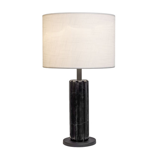 Varaluz Sentu 1 Light Table Lamp, Black/Black Marble/White Linen - 394T01MBBM