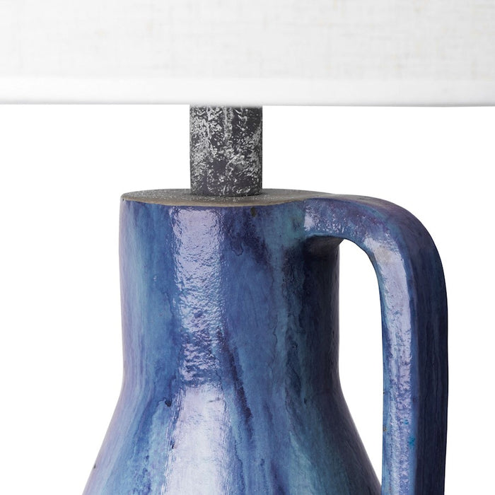 Varaluz Avesta 1 Lt Ceramic Table Lamp, Gray/Blue Lustro/Taupe