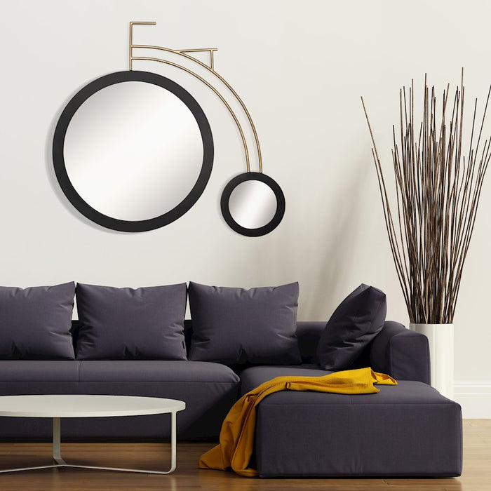 Varaluz Out For A Ride 44X39 Wall Mirror, Matte Black/Havana Gold