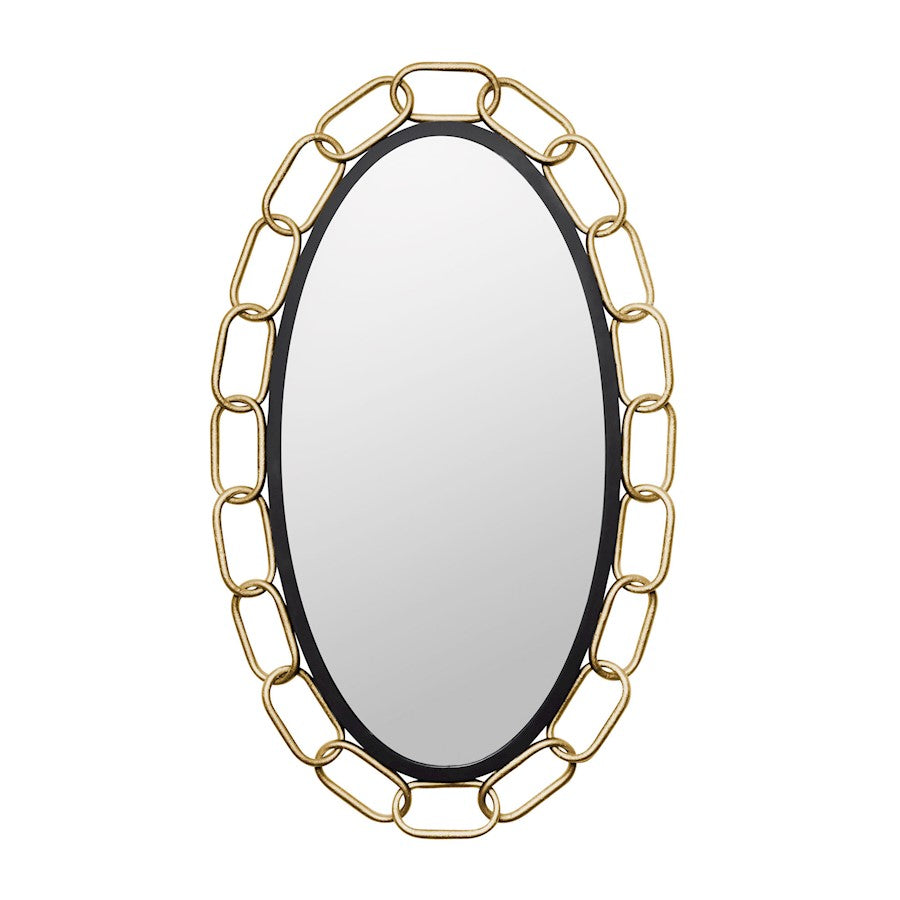 Varaluz Chains of Love 24x40 Oval Wall Mirror, Black/Textured Gold - 444MI24MBTG