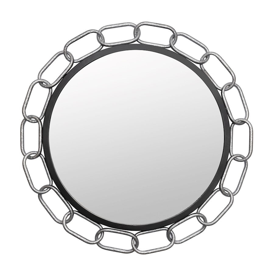 Varaluz Chains of Love 30 in Round Wall Mirror, Black/Silver - 444MI30MBTS