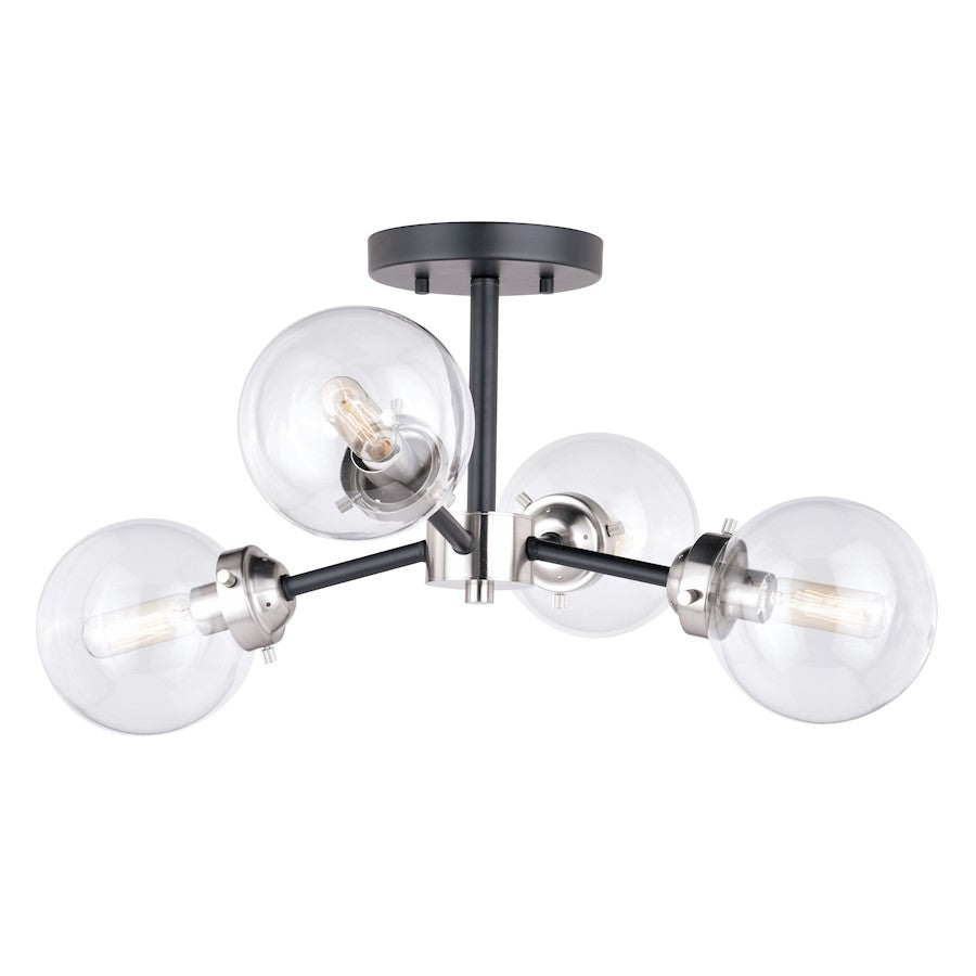 Vaxcel Orbit Semi-Flush Mount, Satin Nickel