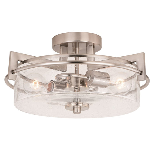 Vaxcel Addison 15" Semi Flush Mount, Satin Nickel