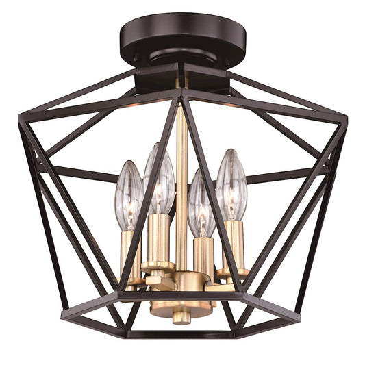 Vaxcel Turin Semi-Flush Mount, Noble Bronze/Natural Brass