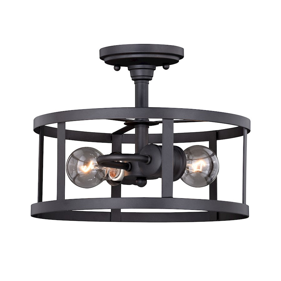 Vaxcel Akron 2 Light 12" Semi-Flush Mount, Oil Rubbed Bronze/Matte White