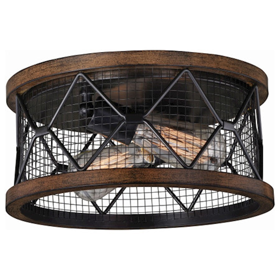 Vaxcel Bremerton 13" Industrial Cage Drum Flush Mount, Bronze - C0189