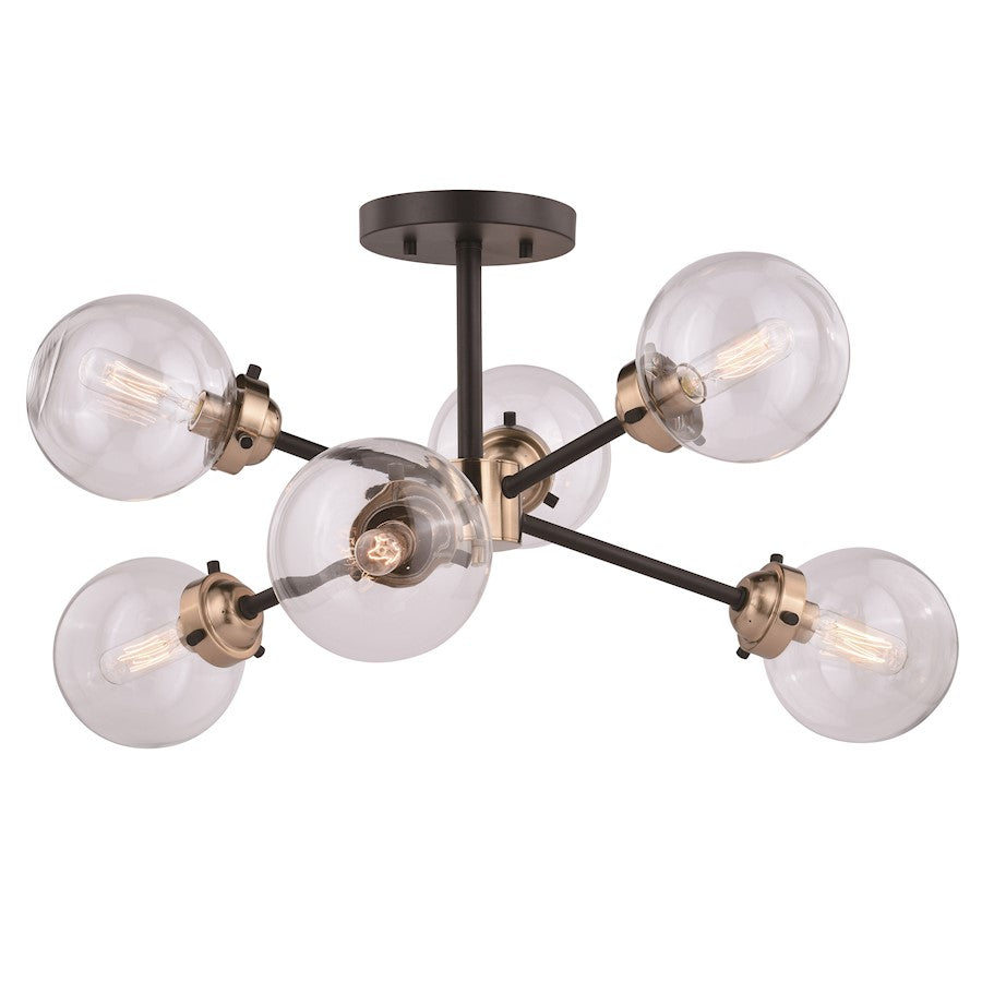 Vaxcel Orbit Semi-Flush Mount, Oil Rubbed Bronze/Muted Brass