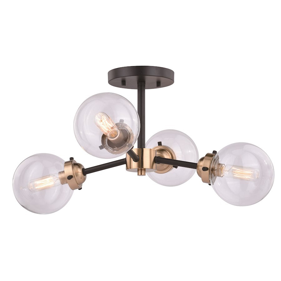 Vaxcel Orbit Semi-Flush Mount, Oil Rubbed Bronze/Muted Brass