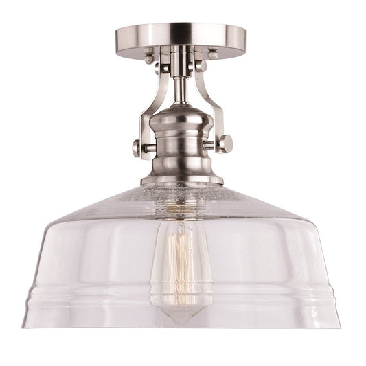 Vaxcel Beloit 1 Light 12" Semi-Flush Mount, Satin Nickel