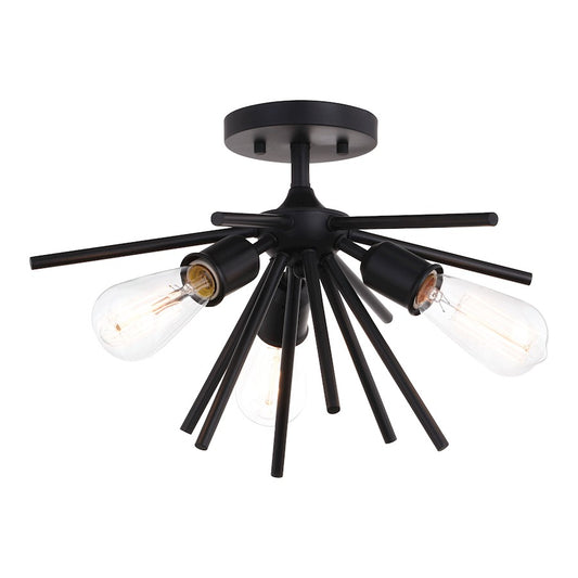 Vaxcel Estelle 3 Light 17" Semi Flush Mount, Matte Black - C0249