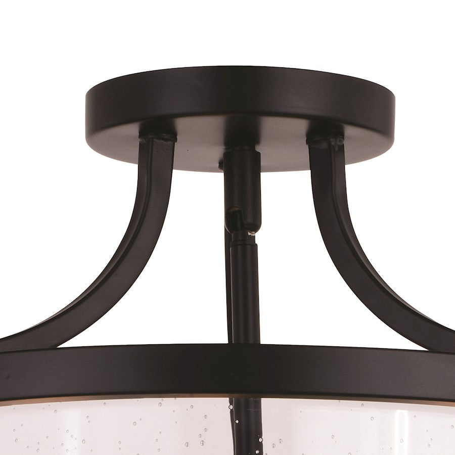 Vaxcel Holbrook 3 Light 15.75" Semi Flush Mount, Black/Brass/Seedy