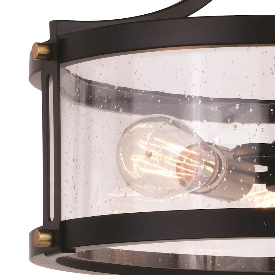 Vaxcel Holbrook 3 Light 15.75" Semi Flush Mount, Black/Brass/Seedy